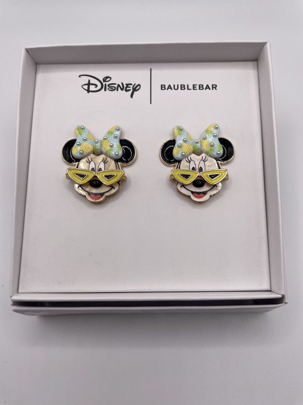 Disney X BaubleBar Minnie Mouse Sunglasses Pineapple Bow Earrings NWT Vacation